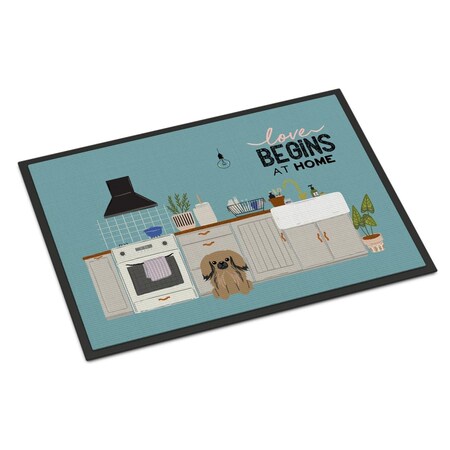 Carolines Treasures 18 x 27 in. Tan Pekingese Kitchen Scene Indoor or Outdoor Mat CK7806MAT